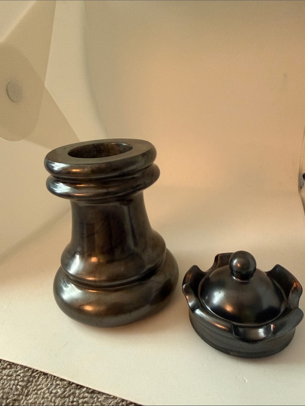 Decorative Black Resin Chess Rook -(Jar) - Picture 7 of 17